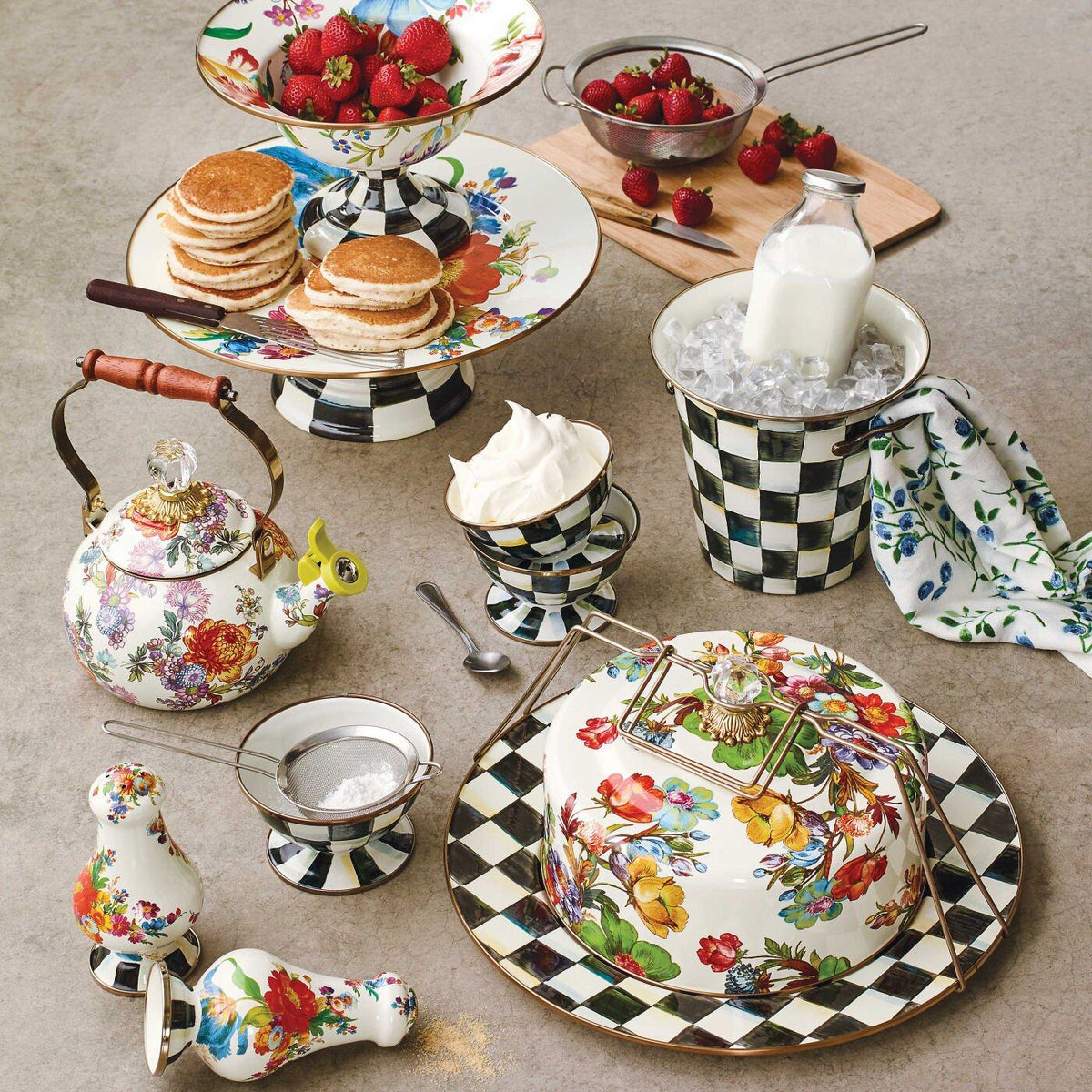 Mackenzie-Childs Flower Market Large Compote - White