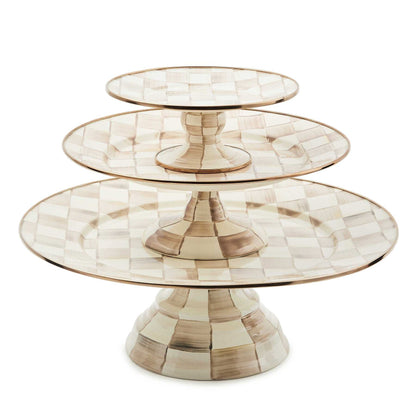 Mocha Check Large Pedestal Platter