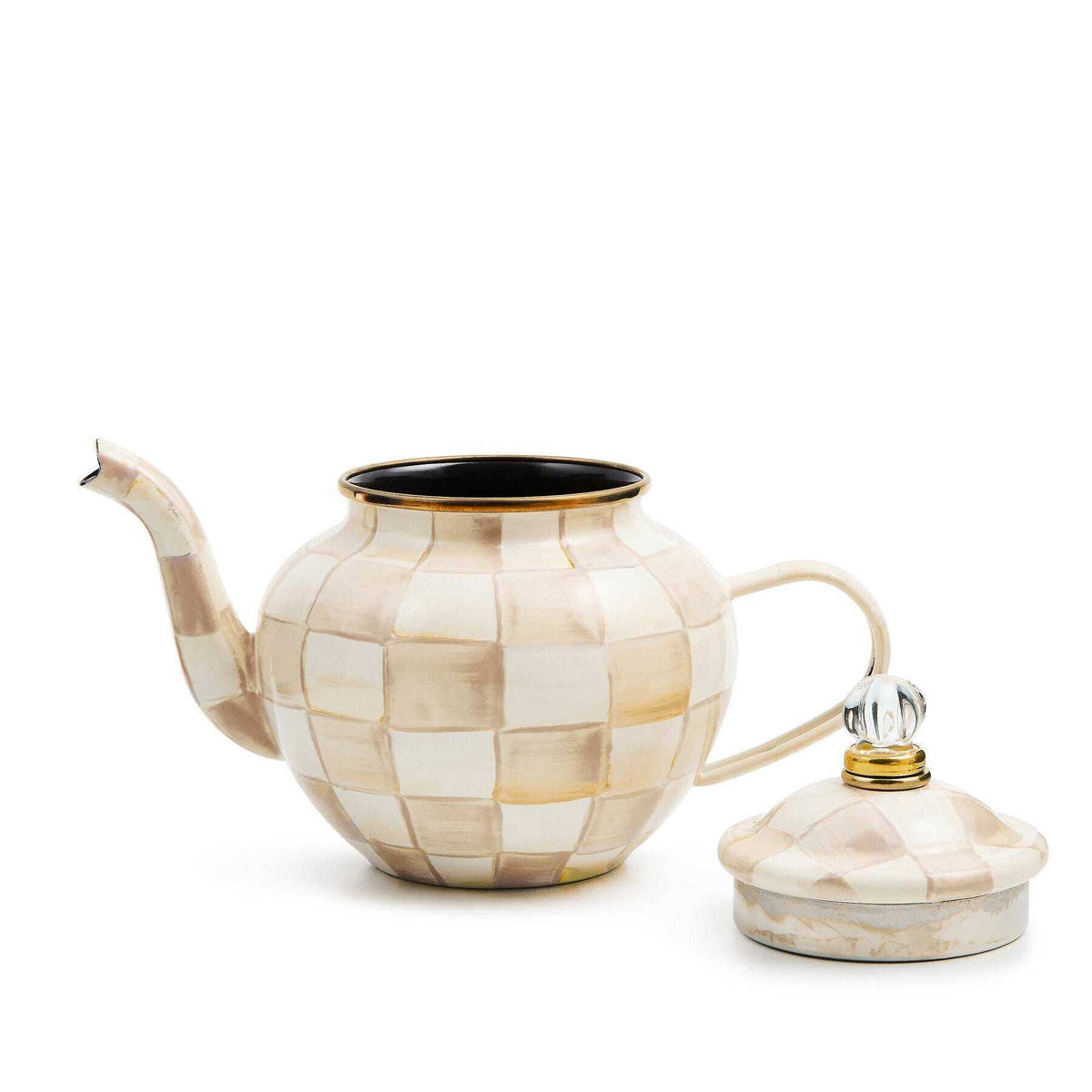 MacKenzie-Childs Mocha Check 4 Cup Teapot