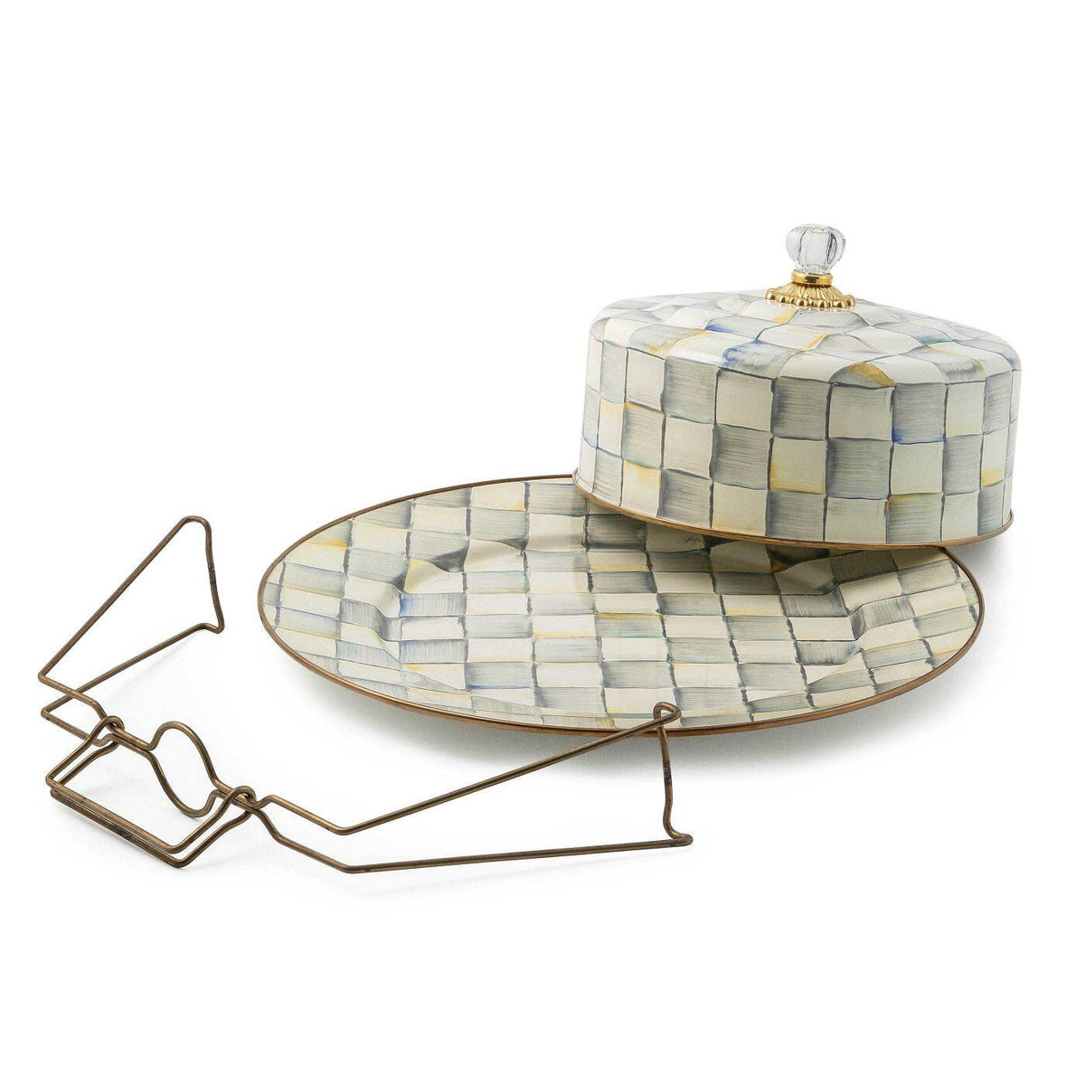 Sterling Check Cake Carrier by MacKenzie-Childs