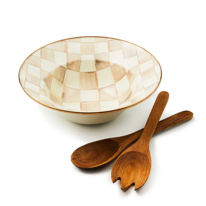 Mocha Check Salad Serving Set by MacKenzie-Childs