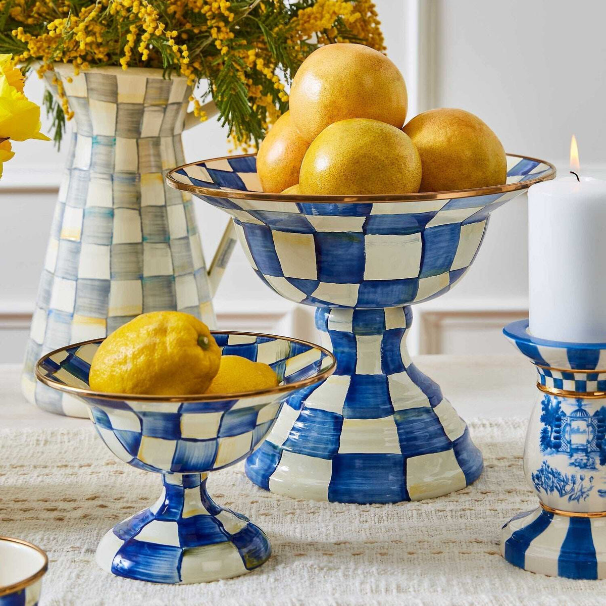 Royal Check Enamel Compote - Small