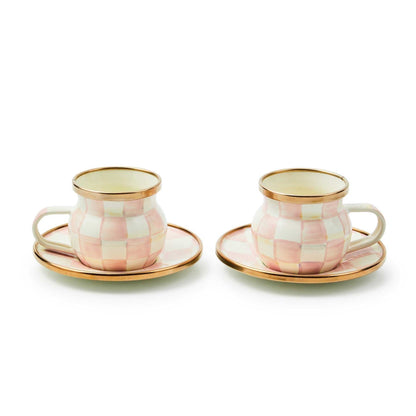Rosy Check Espresso Cup & Saucer Set